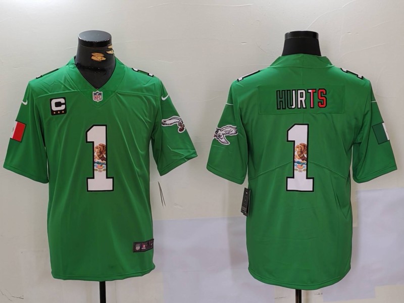 Men Philadelphia Eagles #1 Jalen Hurts Green 2024 Nike Vapor Limited NFL Jersey style 1->customized mlb jersey->Custom Jersey